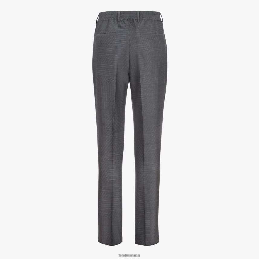 pantaloni de lână gri Fendi bărbați îmbrăcăminte 86084L1968