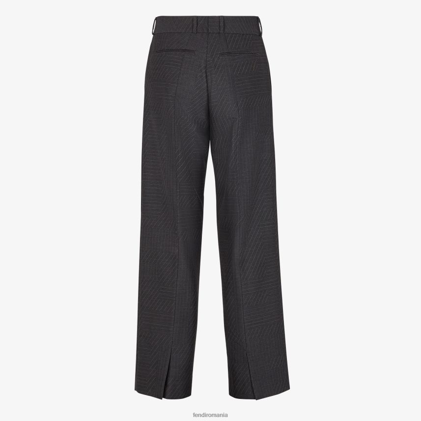 pantaloni de lână gri Fendi bărbați îmbrăcăminte 86084L2187