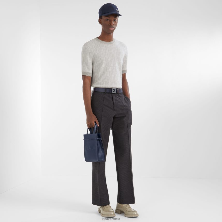 pantaloni de lână gri Fendi bărbați îmbrăcăminte 86084L2187