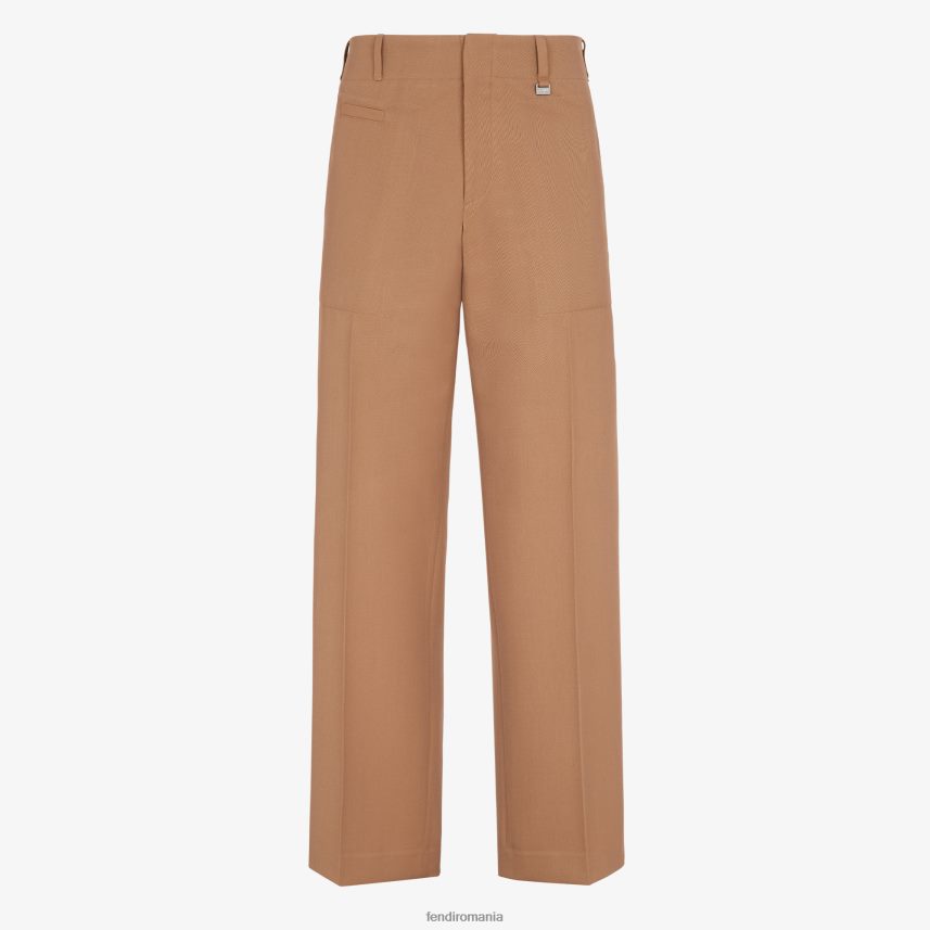 pantaloni de lână maro Fendi bărbați îmbrăcăminte 86084L2061