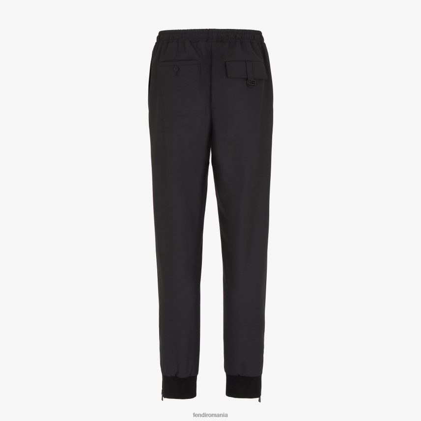 pantaloni de lână negru Fendi bărbați îmbrăcăminte 86084L2091