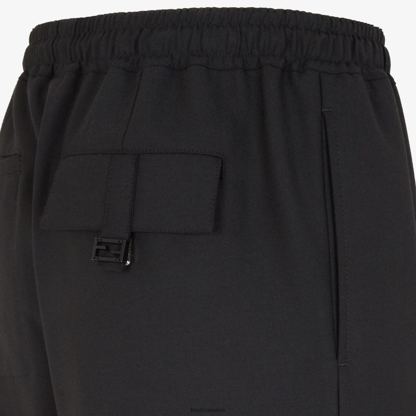 pantaloni de lână negru Fendi bărbați îmbrăcăminte 86084L2091