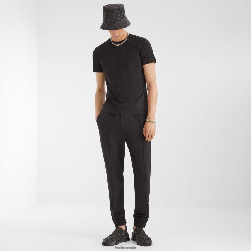 pantaloni de lână negru Fendi bărbați îmbrăcăminte 86084L2091