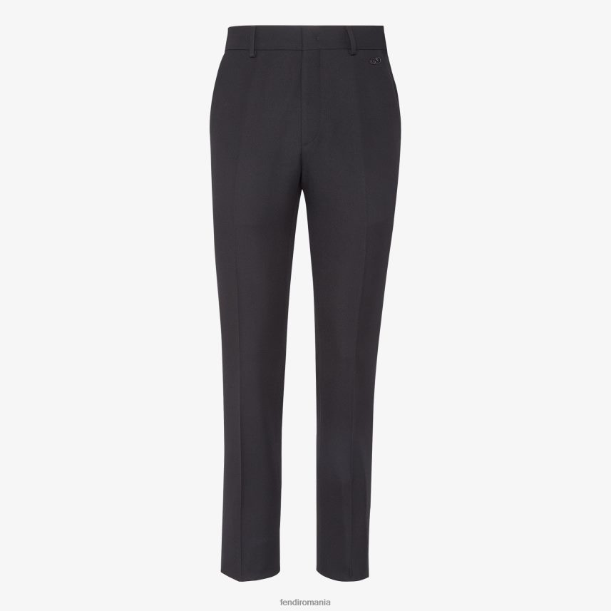 pantaloni de lână negru Fendi bărbați îmbrăcăminte 86084L2110