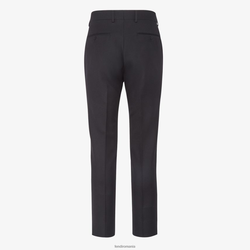 pantaloni de lână negru Fendi bărbați îmbrăcăminte 86084L2110
