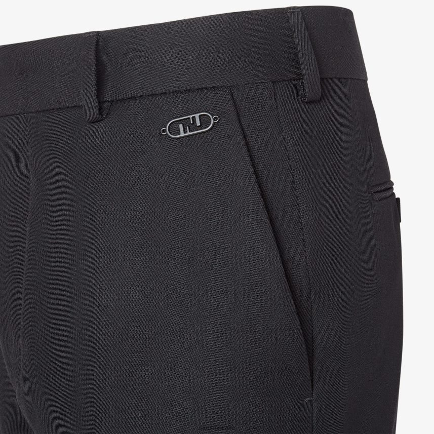 pantaloni de lână negru Fendi bărbați îmbrăcăminte 86084L2110