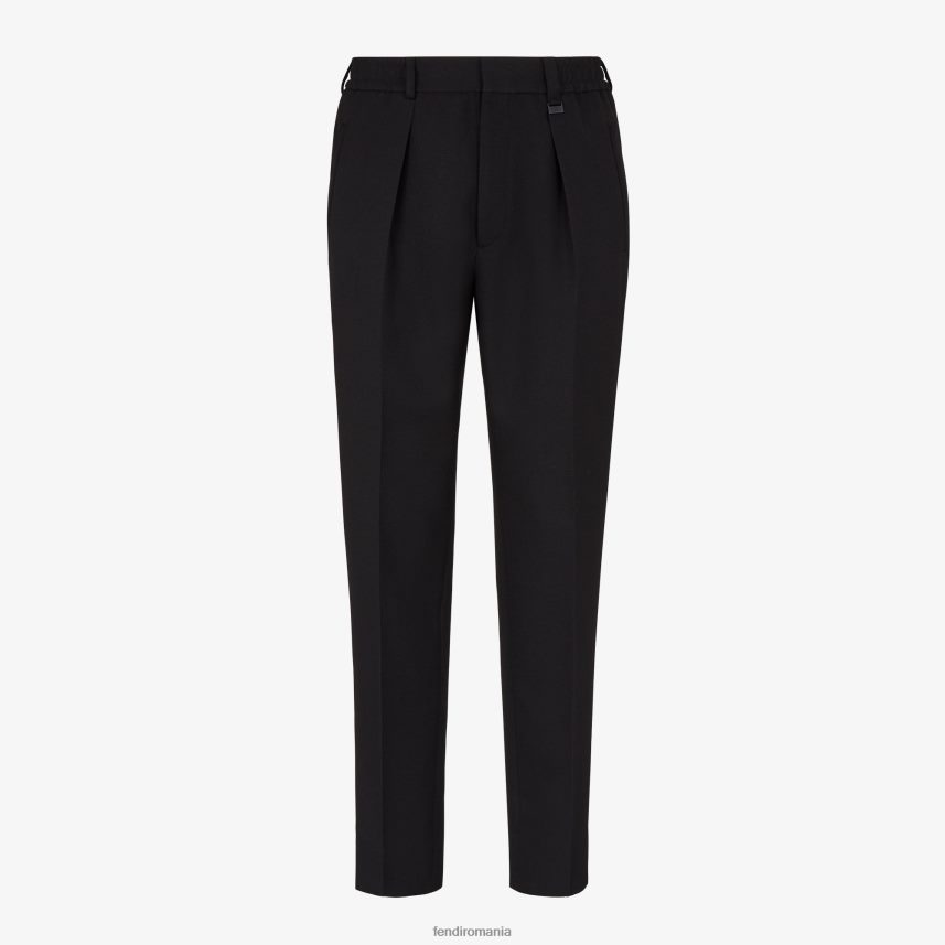 pantaloni de lână negru Fendi bărbați îmbrăcăminte 86084L2115