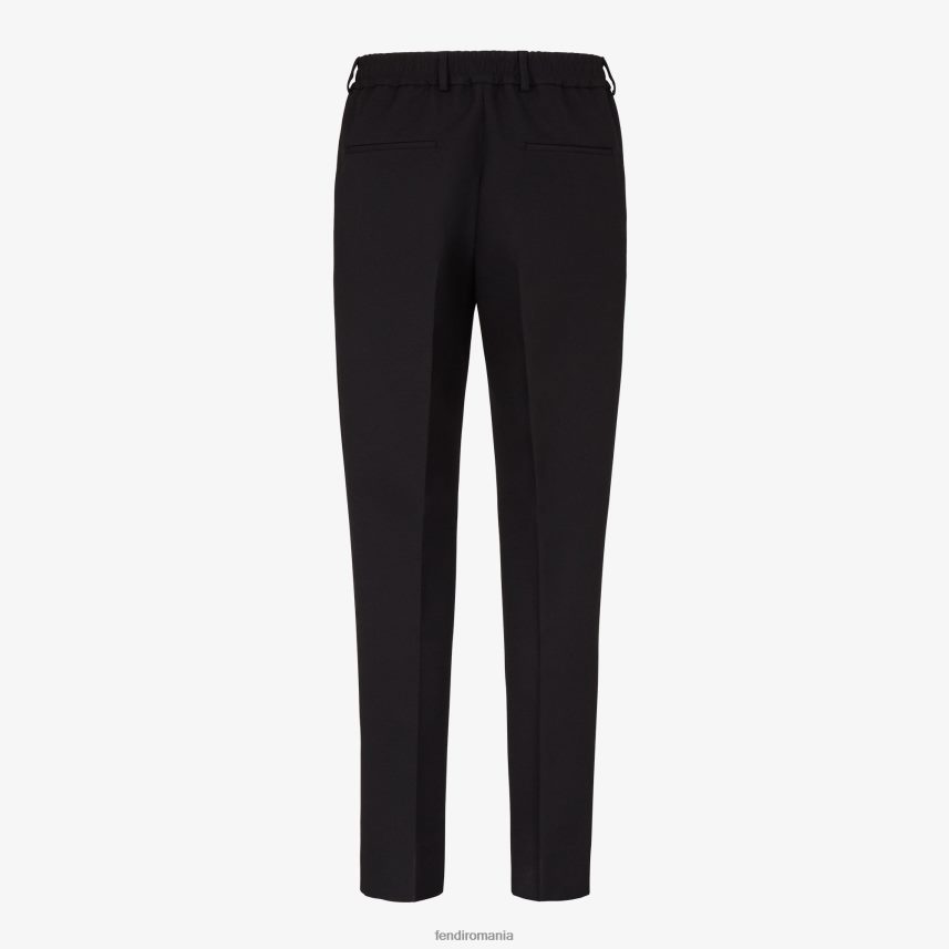 pantaloni de lână negru Fendi bărbați îmbrăcăminte 86084L2115