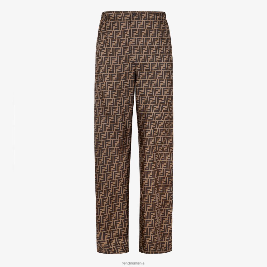 pantaloni de mătase maro Fendi bărbați îmbrăcăminte 86084L2181