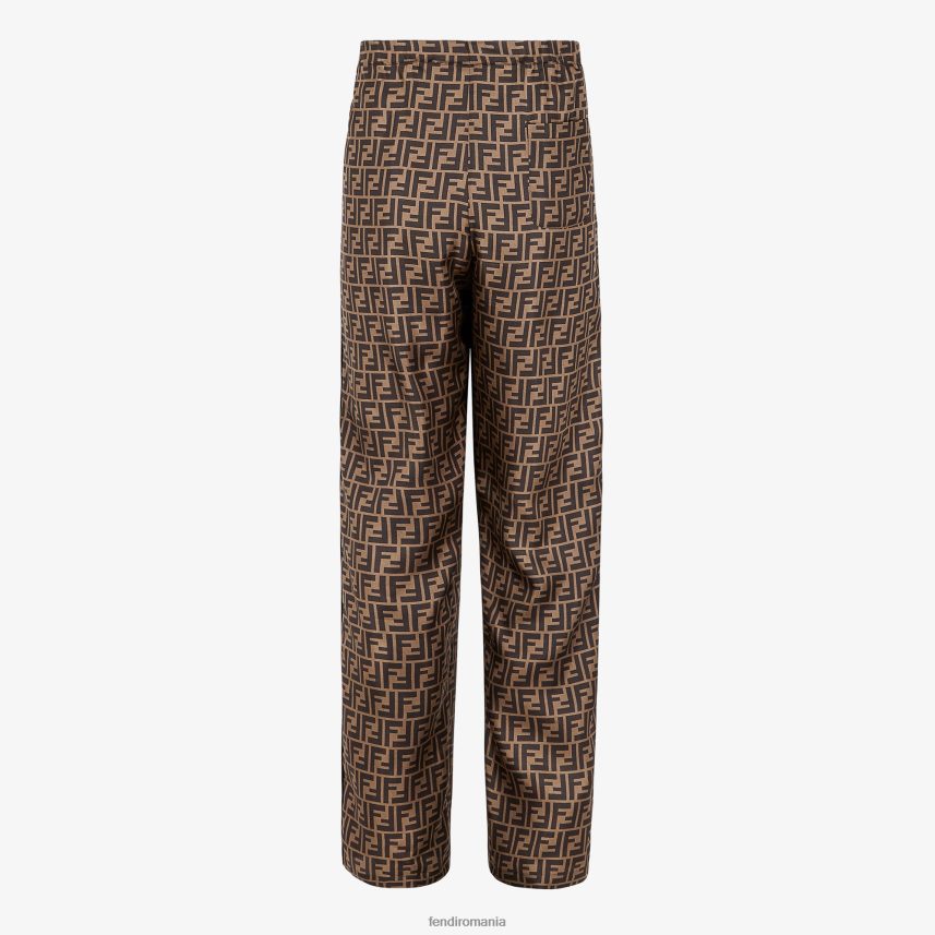 pantaloni de mătase maro Fendi bărbați îmbrăcăminte 86084L2181