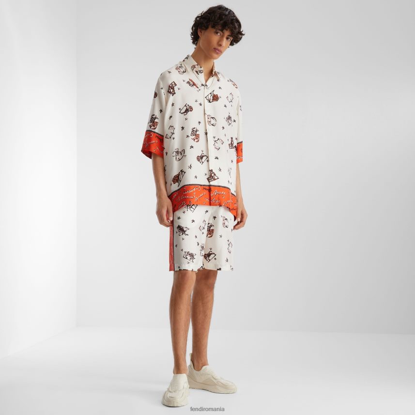 pantaloni de mătase multicolor Fendi bărbați îmbrăcăminte 86084L1980