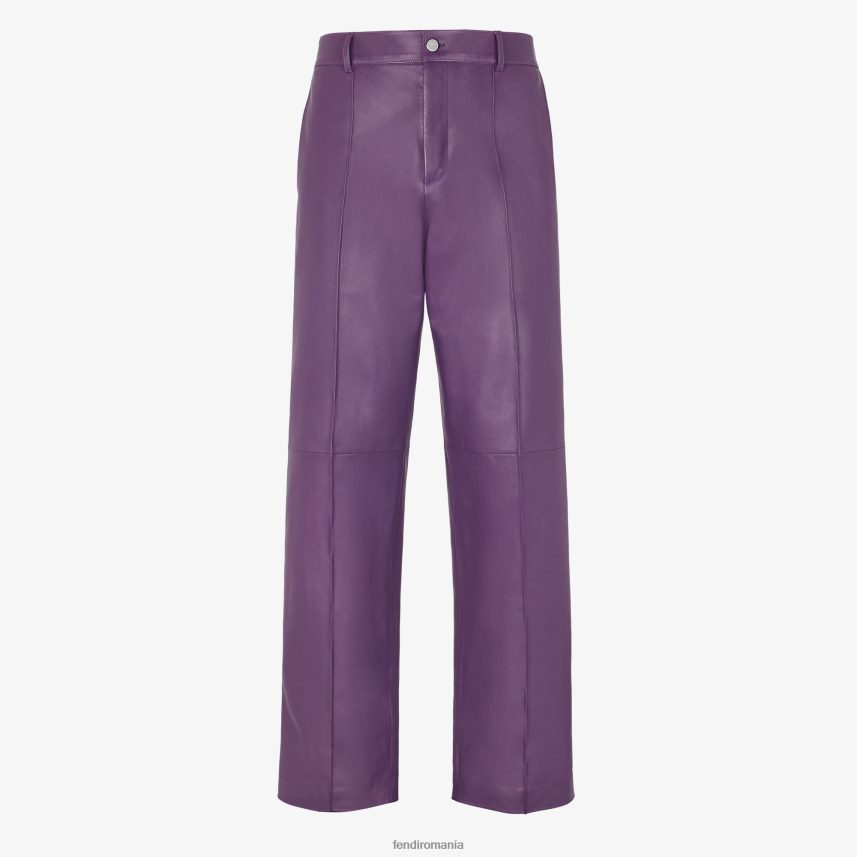 pantaloni de piele plonge Violet Fendi bărbați îmbrăcăminte 86084L1913