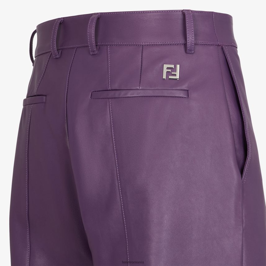 pantaloni de piele plonge Violet Fendi bărbați îmbrăcăminte 86084L1913