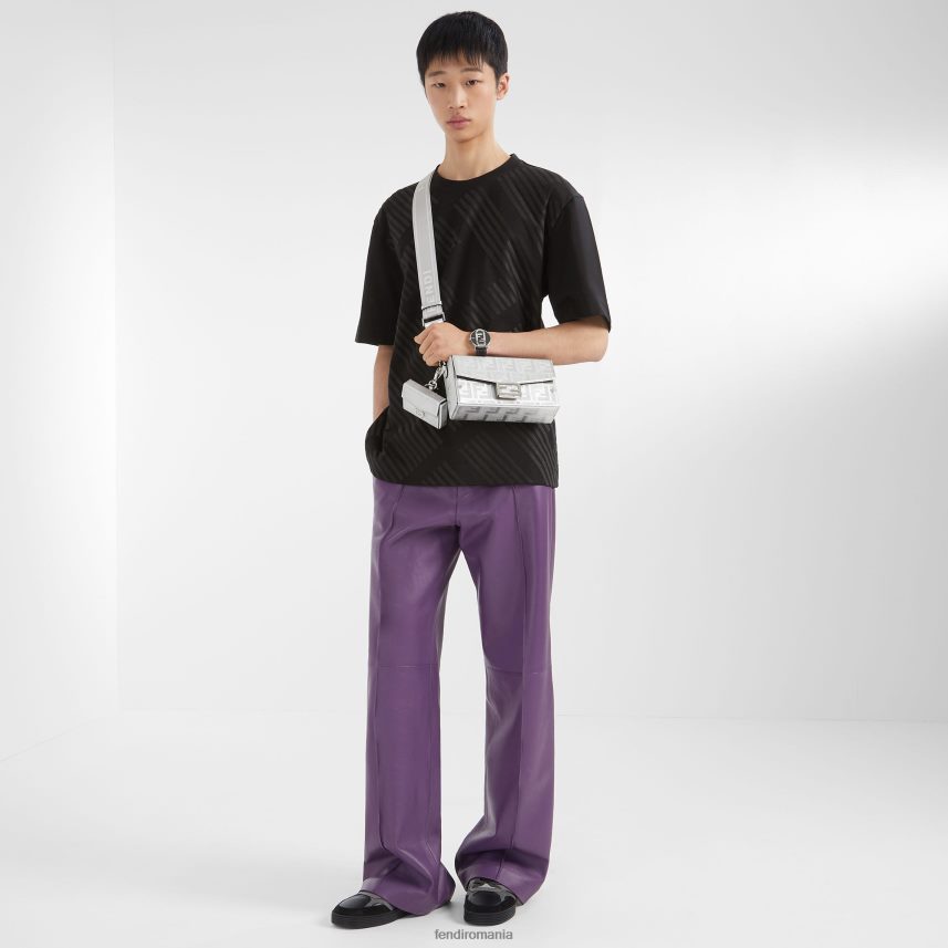 pantaloni de piele plonge Violet Fendi bărbați îmbrăcăminte 86084L1913