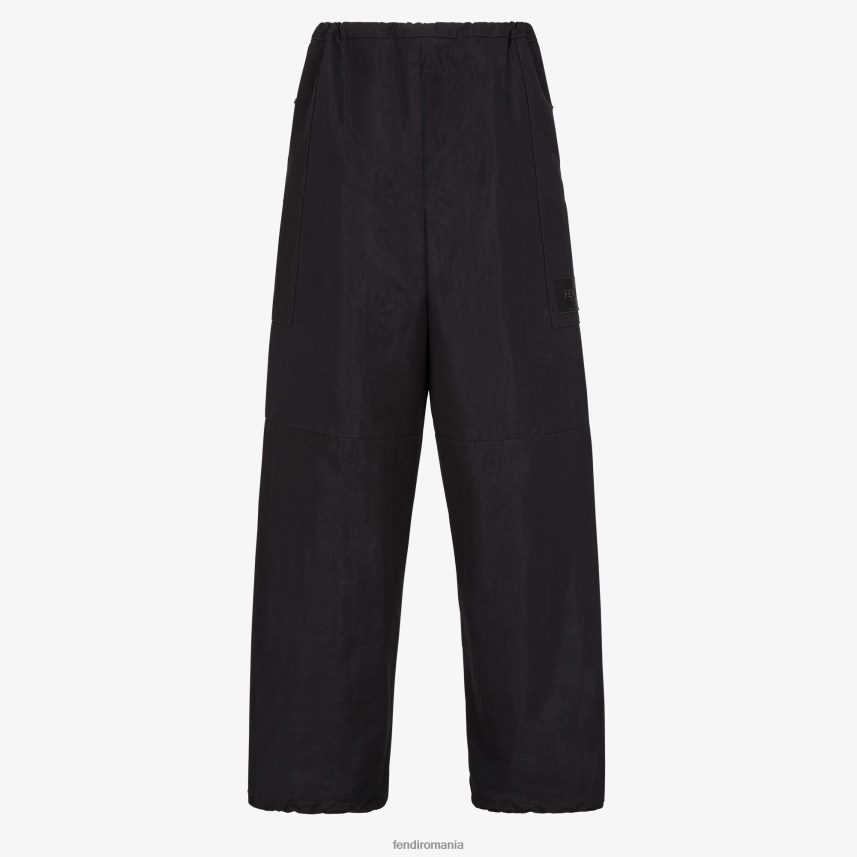 pantaloni din bumbac negru Fendi bărbați îmbrăcăminte 86084L2050