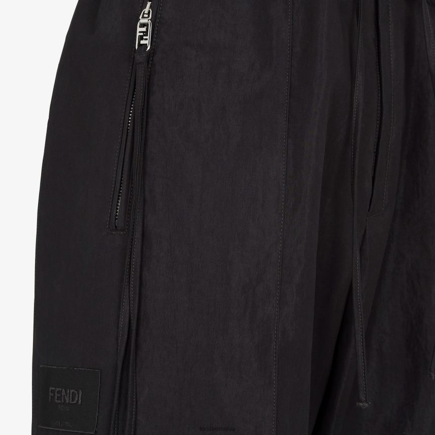 pantaloni din bumbac negru Fendi bărbați îmbrăcăminte 86084L2050