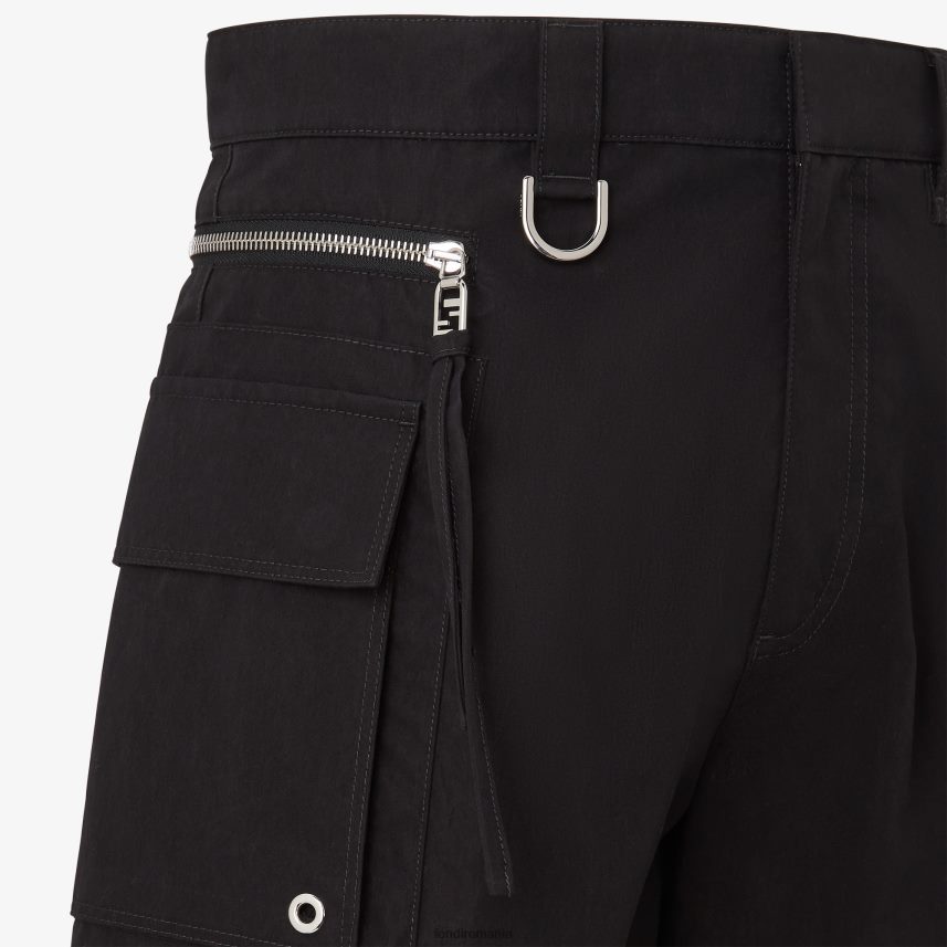 pantaloni din bumbac negru Fendi bărbați îmbrăcăminte 86084L2053