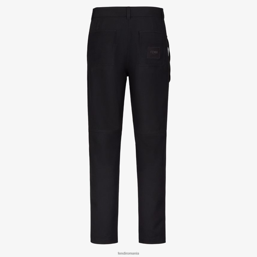 pantaloni din bumbac negru Fendi bărbați îmbrăcăminte 86084L2055