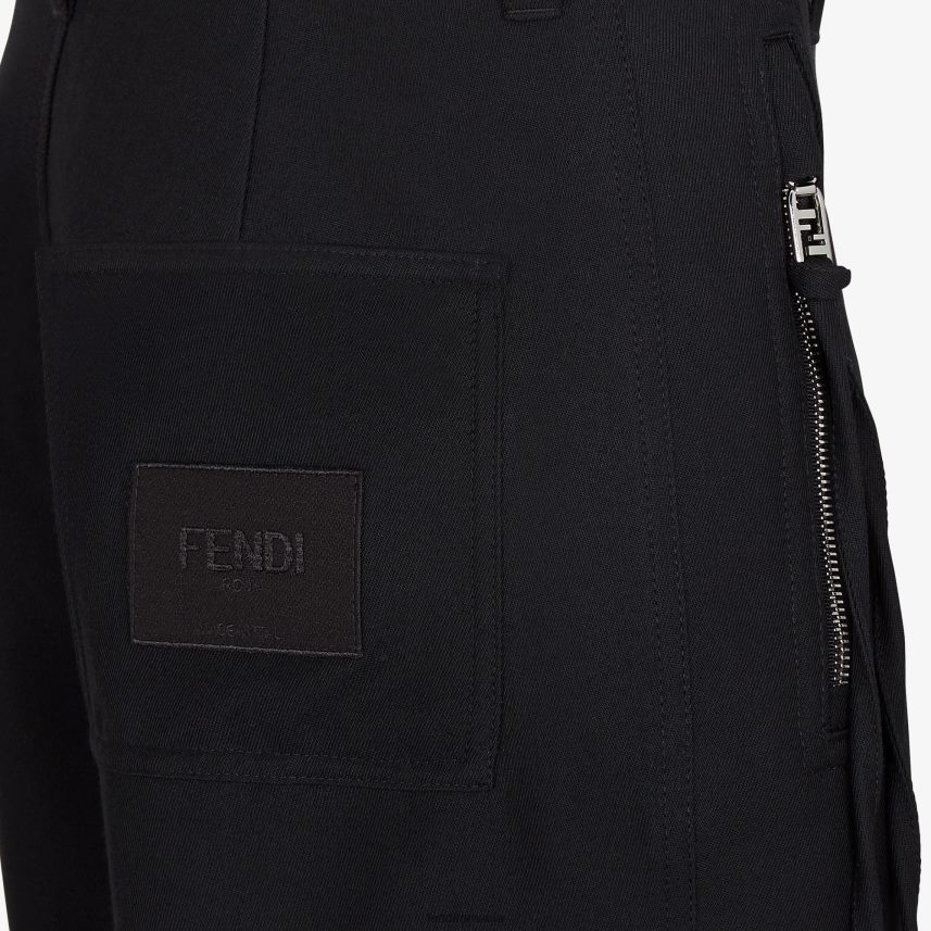 pantaloni din bumbac negru Fendi bărbați îmbrăcăminte 86084L2055