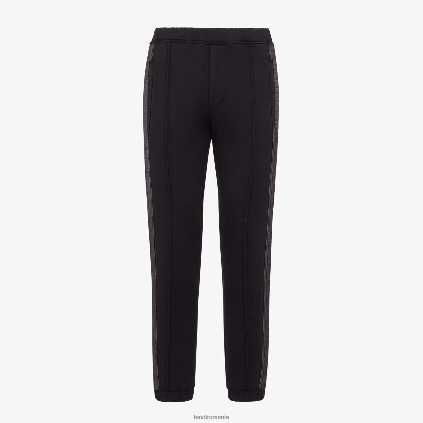 pantaloni din bumbac negru Fendi bărbați îmbrăcăminte 86084L2170