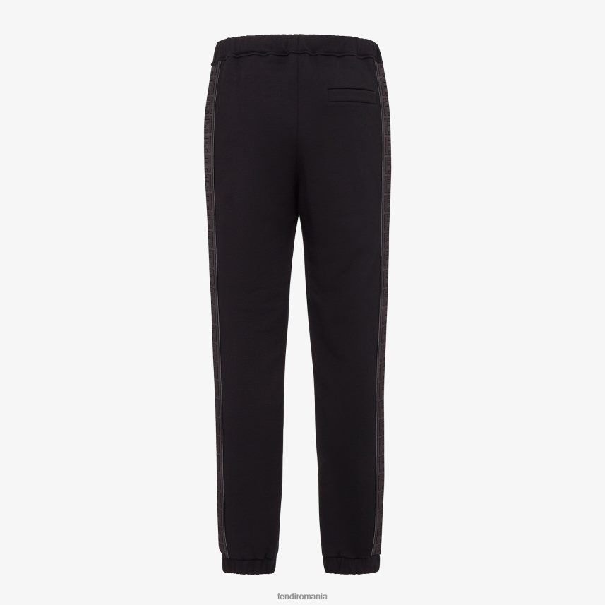 pantaloni din bumbac negru Fendi bărbați îmbrăcăminte 86084L2170