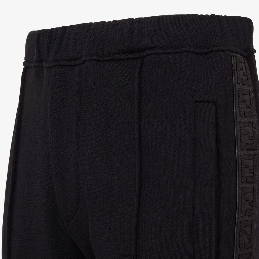 pantaloni din bumbac negru Fendi bărbați îmbrăcăminte 86084L2170