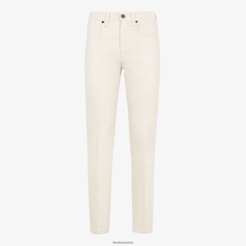 pantaloni din denim alb Fendi bărbați îmbrăcăminte 86084L2120
