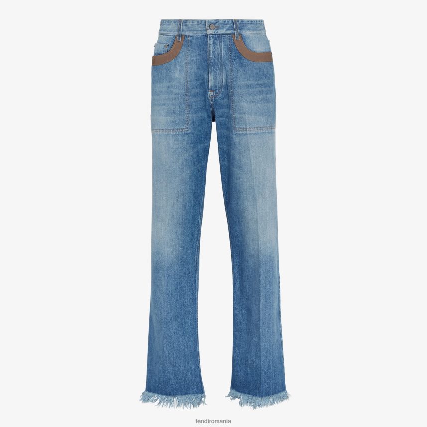 pantaloni din denim albastru Fendi bărbați îmbrăcăminte 86084L2021