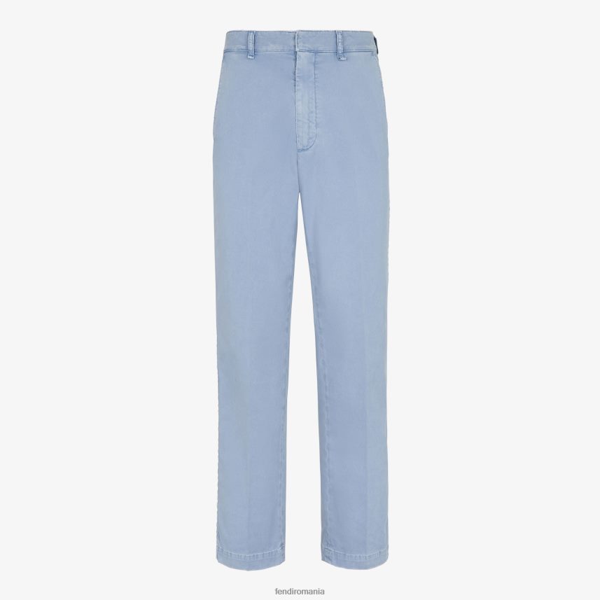 pantaloni din gabardină albastru deschis Fendi bărbați îmbrăcăminte 86084L1923