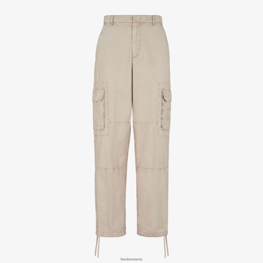 pantaloni din gabardină bej Fendi bărbați îmbrăcăminte 86084L1931