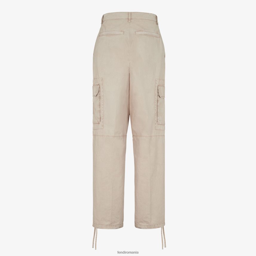 pantaloni din gabardină bej Fendi bărbați îmbrăcăminte 86084L1931