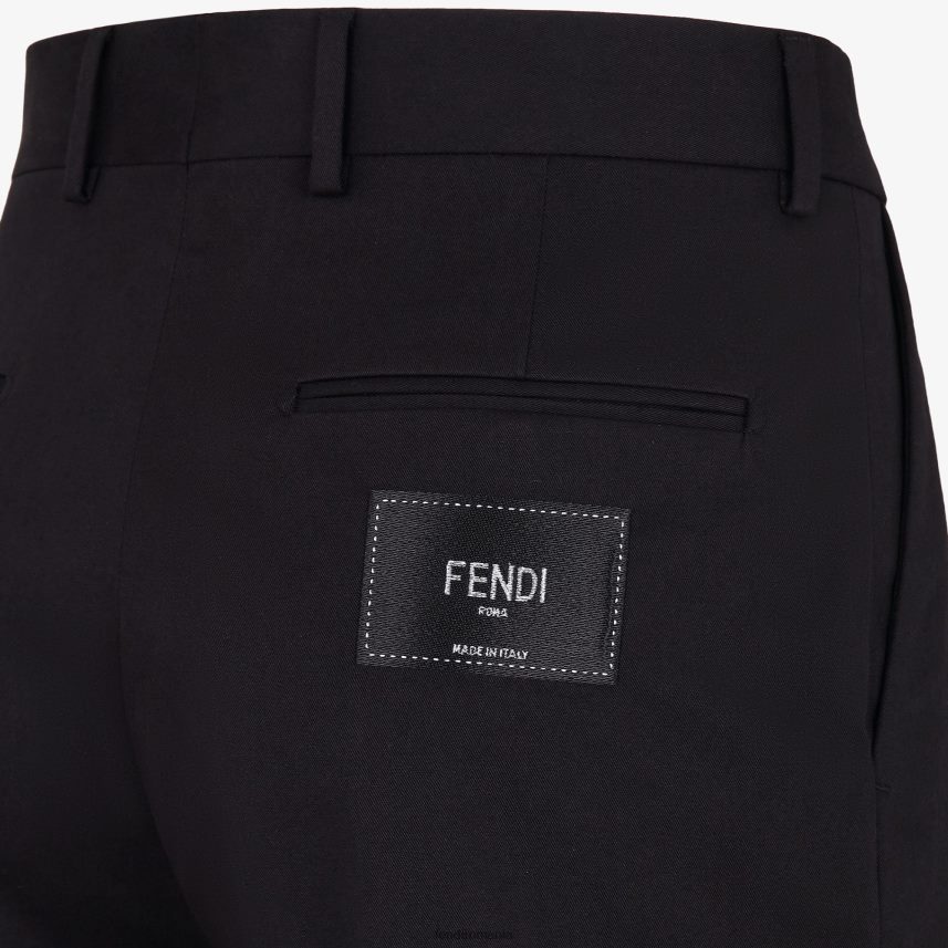 pantaloni din gabardină negru Fendi bărbați îmbrăcăminte 86084L2144