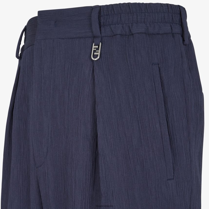 pantaloni din vascoza albastru Fendi bărbați îmbrăcăminte 86084L1941