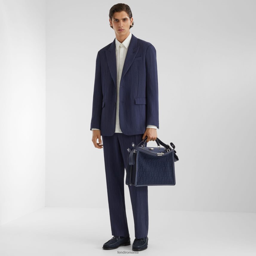 pantaloni din vascoza albastru Fendi bărbați îmbrăcăminte 86084L1941