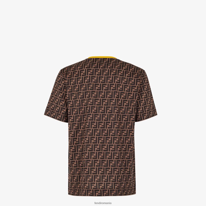 tricou din bumbac maro Fendi bărbați îmbrăcăminte 86084L1986