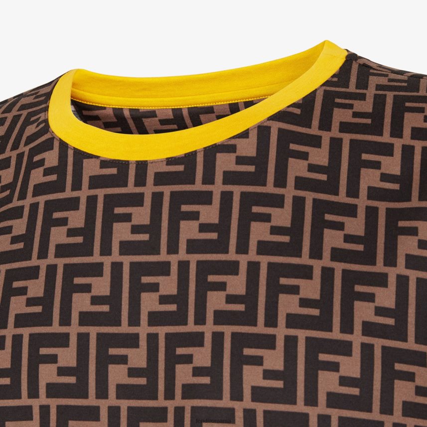 tricou din bumbac maro Fendi bărbați îmbrăcăminte 86084L1986