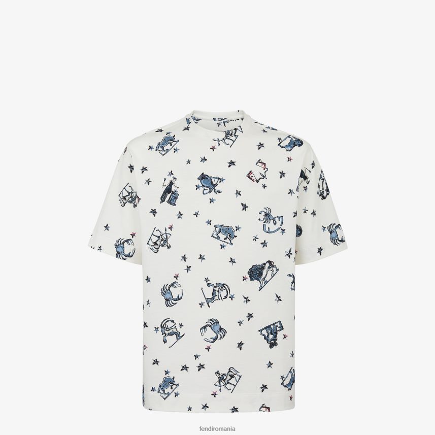 tricou din tricou alb Fendi bărbați îmbrăcăminte 86084L1922