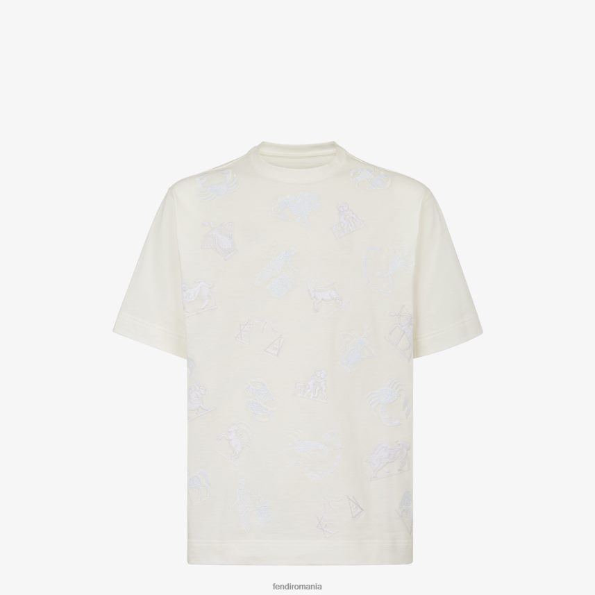 tricou din tricou alb Fendi bărbați îmbrăcăminte 86084L1928