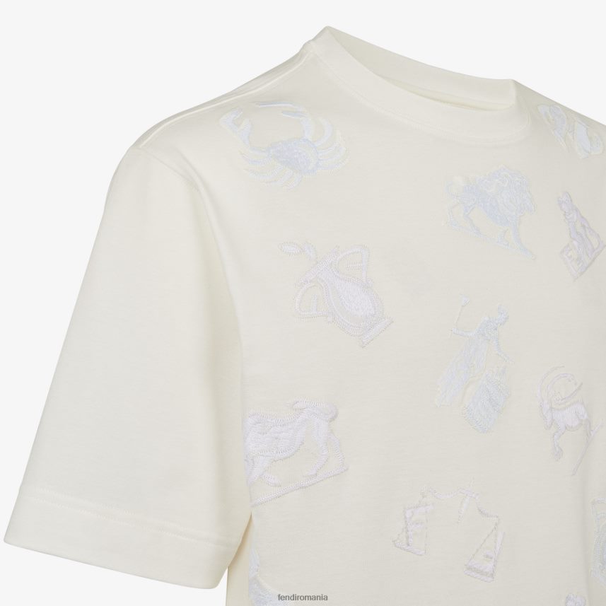 tricou din tricou alb Fendi bărbați îmbrăcăminte 86084L1928