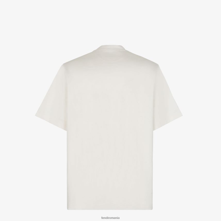 tricou din tricou alb Fendi bărbați îmbrăcăminte 86084L1956