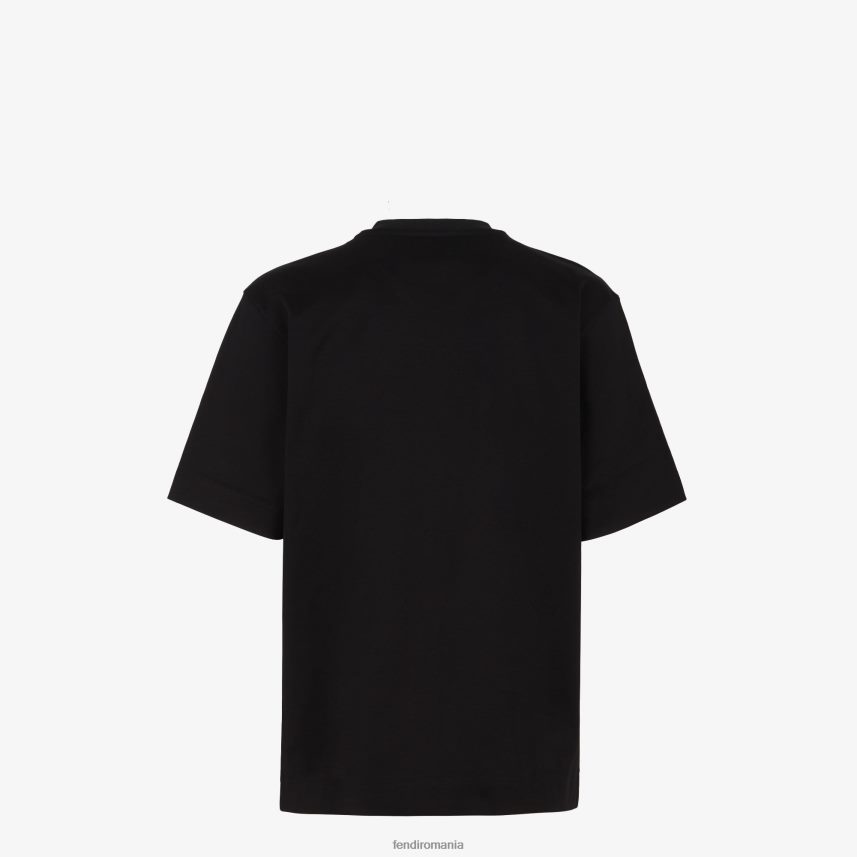 tricou din tricou negru Fendi bărbați îmbrăcăminte 86084L1972