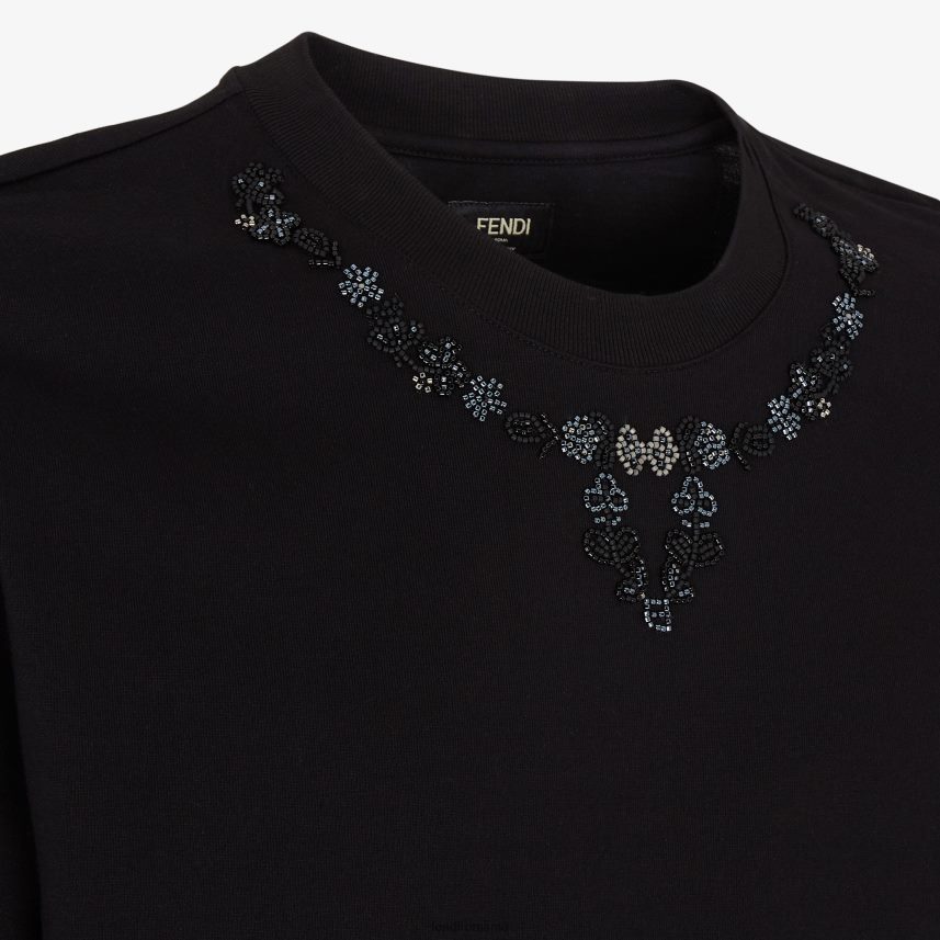 tricou din tricou negru Fendi bărbați îmbrăcăminte 86084L2052