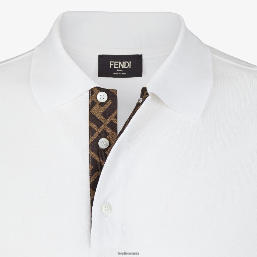 tricou polo piqué alb Fendi bărbați îmbrăcăminte 86084L2171
