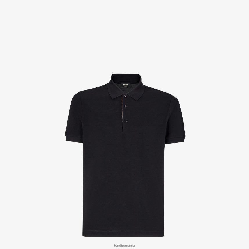 tricou polo piqué negru Fendi bărbați îmbrăcăminte 86084L2146