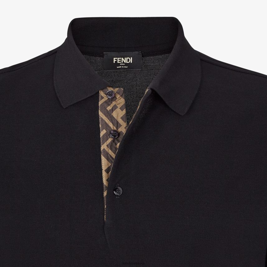tricou polo piqué negru Fendi bărbați îmbrăcăminte 86084L2146