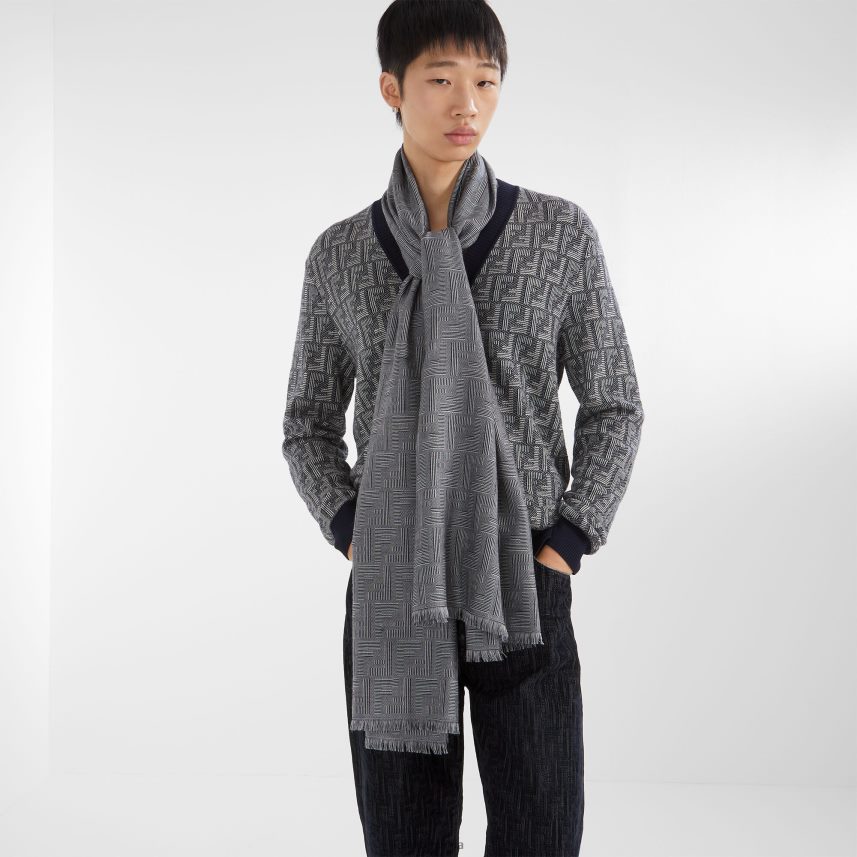 cardigan de lână albastru Fendi bărbați îmbrăcăminte 86084L2186