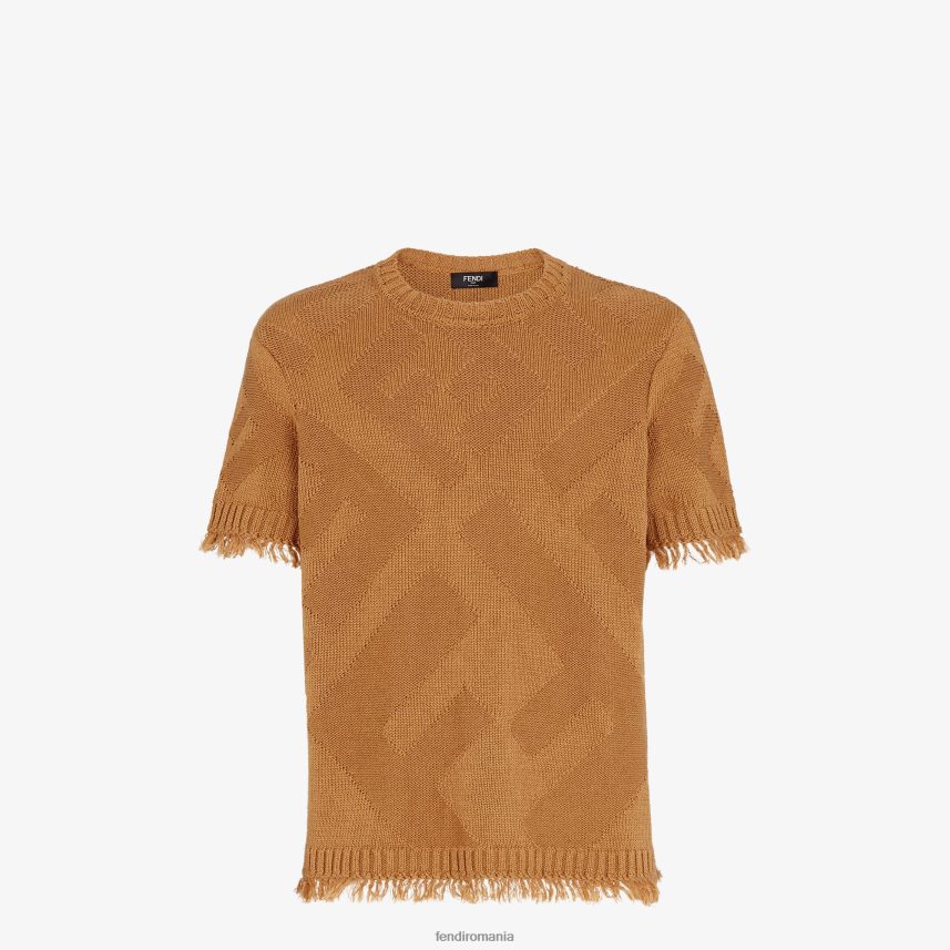 pulover de bumbac maro Fendi bărbați îmbrăcăminte 86084L2043