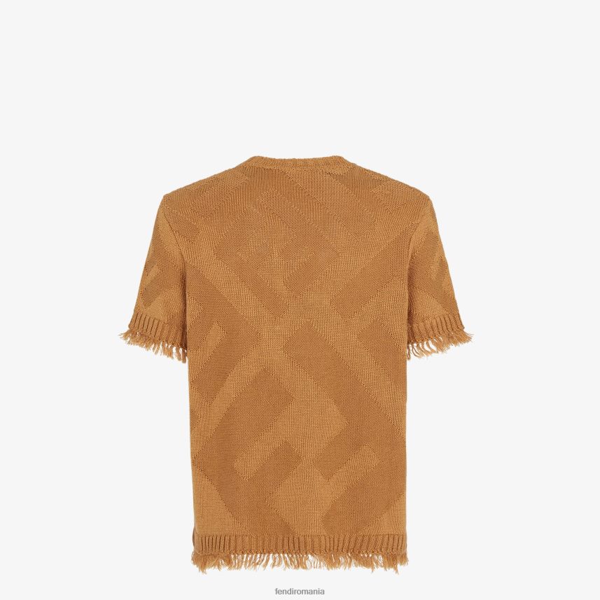 pulover de bumbac maro Fendi bărbați îmbrăcăminte 86084L2043