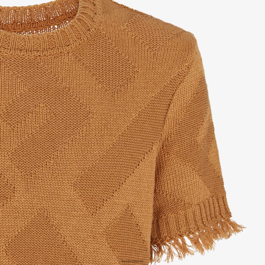 pulover de bumbac maro Fendi bărbați îmbrăcăminte 86084L2043