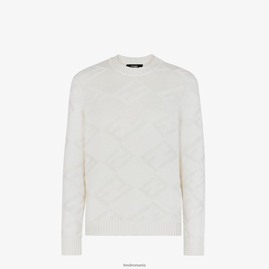 pulover de lână alb Fendi bărbați îmbrăcăminte 86084L2098